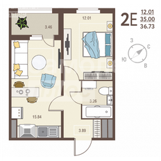 Квартира 35,2 м², 1-комнатная - изображение 5