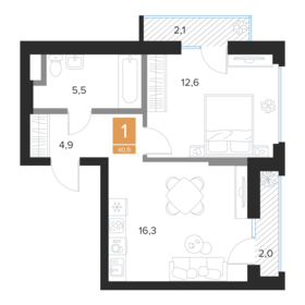 Квартира 40,9 м², 1-комнатная - изображение 1