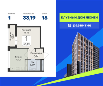Квартира 33,2 м², 1-комнатная - изображение 1