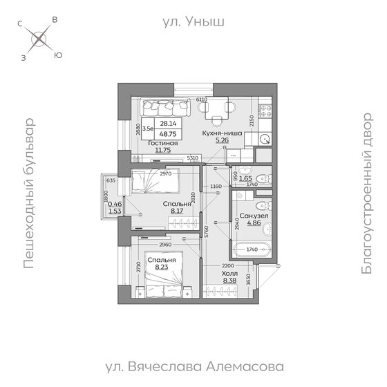 48,8 м², 3-комнатная квартира 10 426 000 ₽ - изображение 1