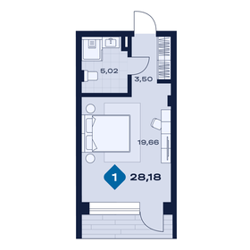 Квартира 28,2 м², 1-комнатные - изображение 1