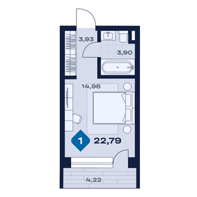 Квартира 22,8 м², 1-комнатные - изображение 1