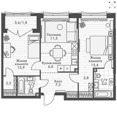 Квартира 70,7 м², 3-комнатная - изображение 3