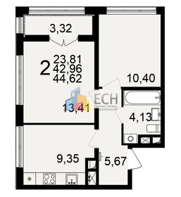 Квартира 45 м², 2-комнатная - изображение 1