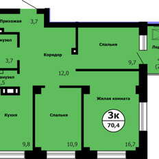 Квартира 70,4 м², 3-комнатная - изображение 1
