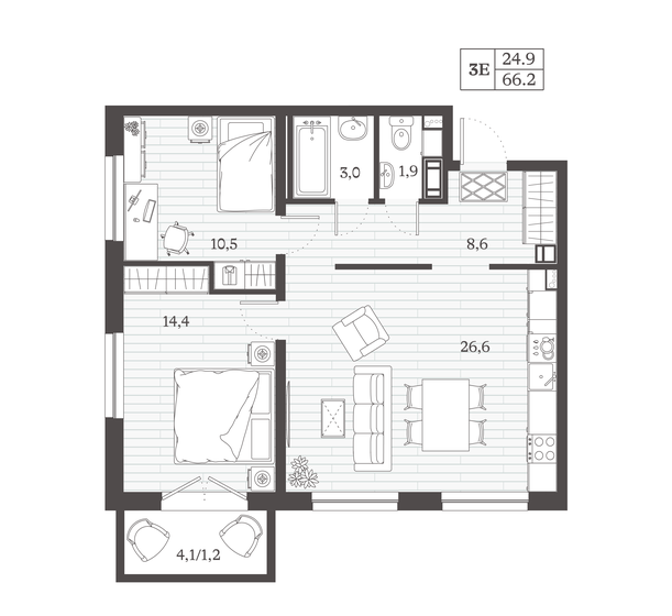 65,7 м², 2-комнатная квартира 11 234 700 ₽ - изображение 25