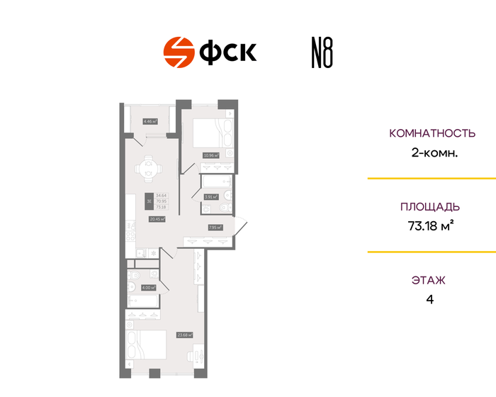 112 м², 3-комнатная квартира 40 990 000 ₽ - изображение 113