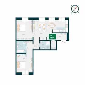 Квартира 76,9 м², 3-комнатная - изображение 1