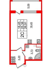 Квартира 30 м², студия - изображение 1