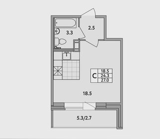 Квартира 27 м², студия - изображение 1