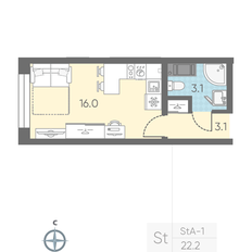 Квартира 22,2 м², студия - изображение 2