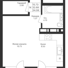 Квартира 34,1 м², студия - изображение 3