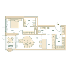 Квартира 65,3 м², 2-комнатная - изображение 2