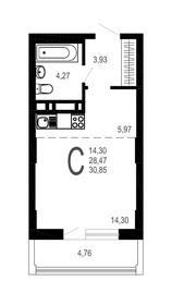 Квартира 30,9 м², студия - изображение 1