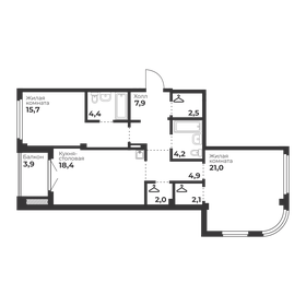 Квартира 83,1 м², 2-комнатная - изображение 1