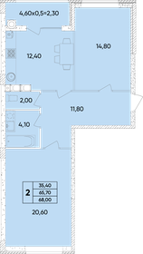 Квартира 68 м², 2-комнатная - изображение 1