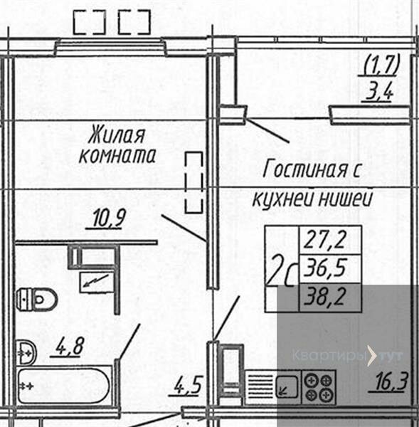 Варианты планировок ЖК «Яблоневые сады» - планировка 6