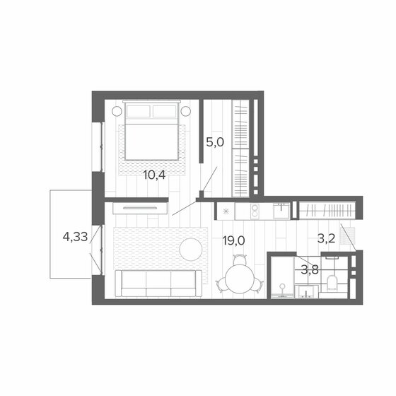 42,7 м², 2-комнатная квартира 8 070 000 ₽ - изображение 1