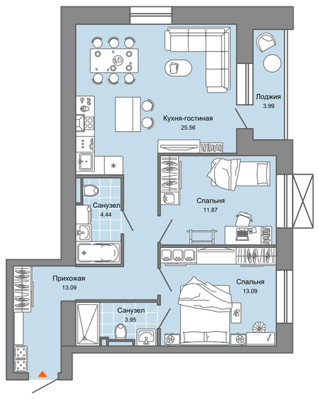 74 м², 3-комнатная квартира 7 837 640 ₽ - изображение 1