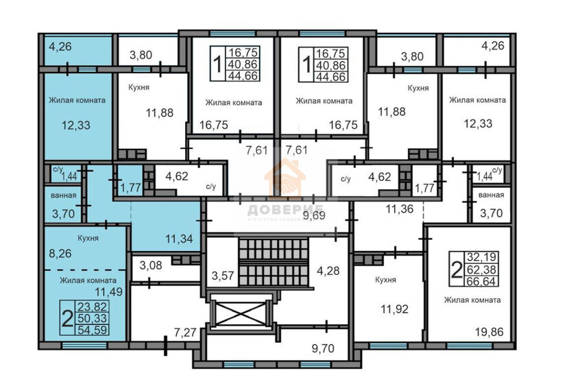 44,6 м², 1-комнатная квартира 3 700 000 ₽ - изображение 1
