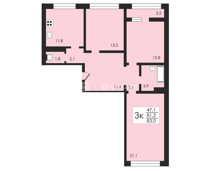 83 м², 3-комнатная квартира 7 007 370 ₽ - изображение 17
