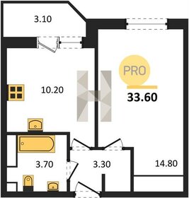 Квартира 33,6 м², 1-комнатная - изображение 1