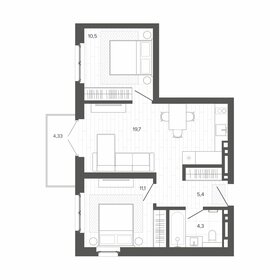 Квартира 52,3 м², 3-комнатная - изображение 1