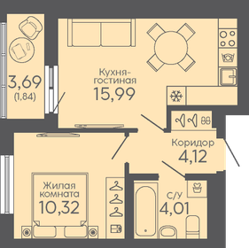 Квартира 36,3 м², 1-комнатная - изображение 1