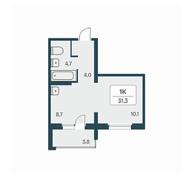 Квартира 31,4 м², 1-комнатная - изображение 1