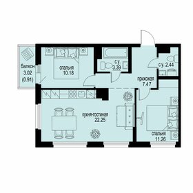 Квартира 57,9 м², 2-комнатная - изображение 1