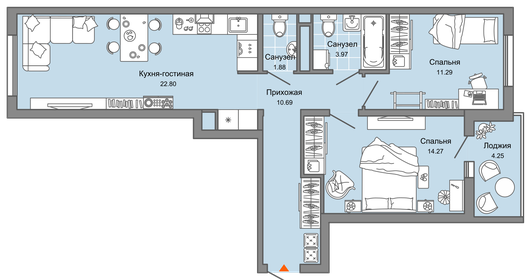 65,5 м², 3-комнатная квартира 5 400 000 ₽ - изображение 35