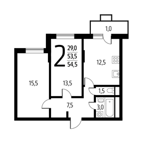 Квартира 54,5 м², 2-комнатная - изображение 1