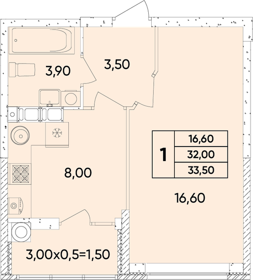 33,5 м², 1-комнатная квартира 4 572 750 ₽ - изображение 1