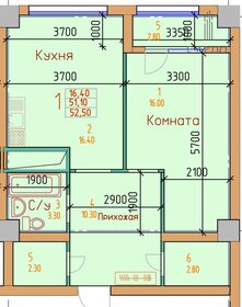 Квартира 51 м², 1-комнатная - изображение 3
