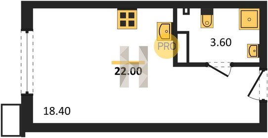 Квартира 22 м², студия - изображение 1