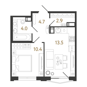 35,5 м², 1-комнатная квартира 11 746 386 ₽ - изображение 22