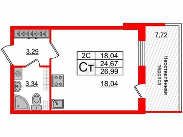 Квартира 24,7 м², студия - изображение 1