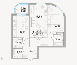 Квартира 70 м², 2-комнатная - изображение 1