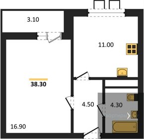 Квартира 38,3 м², 1-комнатная - изображение 1