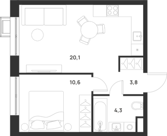 38,8 м², 1-комнатная квартира 11 477 040 ₽ - изображение 13