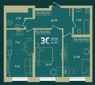 Квартира 67,1 м², 3-комнатные - изображение 1