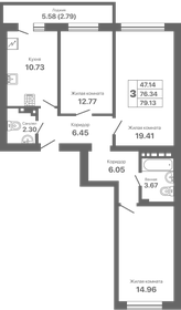 Квартира 79,1 м², 3-комнатная - изображение 1