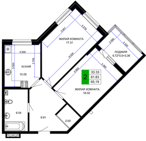 62,3 м², 2-комнатная квартира 7 500 920 ₽ - изображение 1