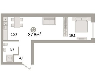 Квартира 37,6 м², 1-комнатная - изображение 1