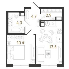 46 м², 2-комнатная квартира 7 400 000 ₽ - изображение 112