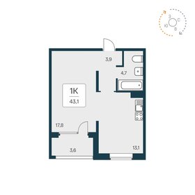 Квартира 43,1 м², 1-комнатная - изображение 1