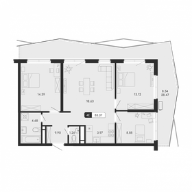 Квартира 83,4 м², 4-комнатная - изображение 1