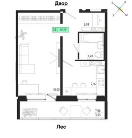 38,6 м², 1-комнатная квартира 5 584 555 ₽ - изображение 36