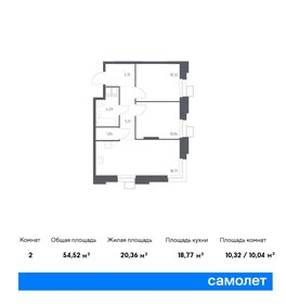 Квартира 54,5 м², 2-комнатные - изображение 1