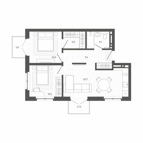 Квартира 58,6 м², 3-комнатная - изображение 1